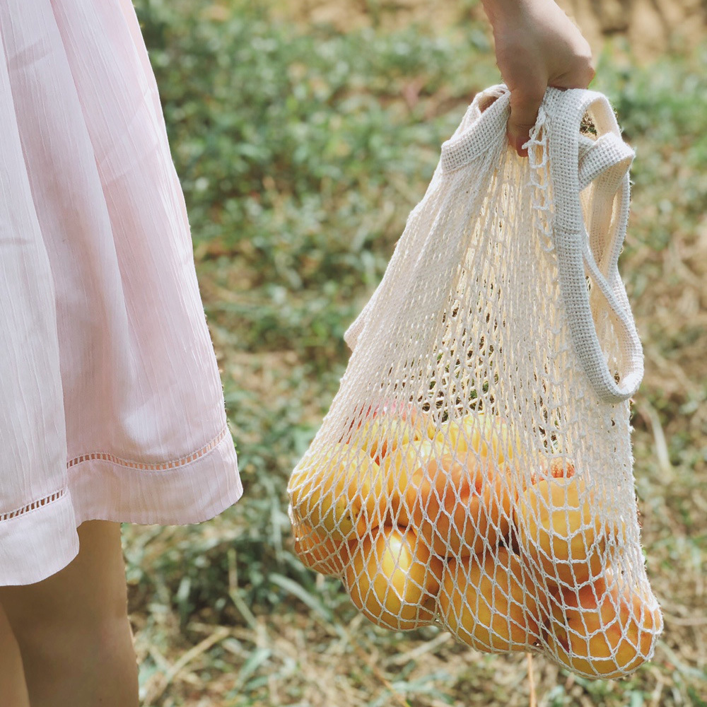 Spot Amazon Pure Cotton Mesh Bag Portable Cotton Bag Cotton Mesh Bag Supermarket Vegetable Fruit Net Bag Shopping Bag
