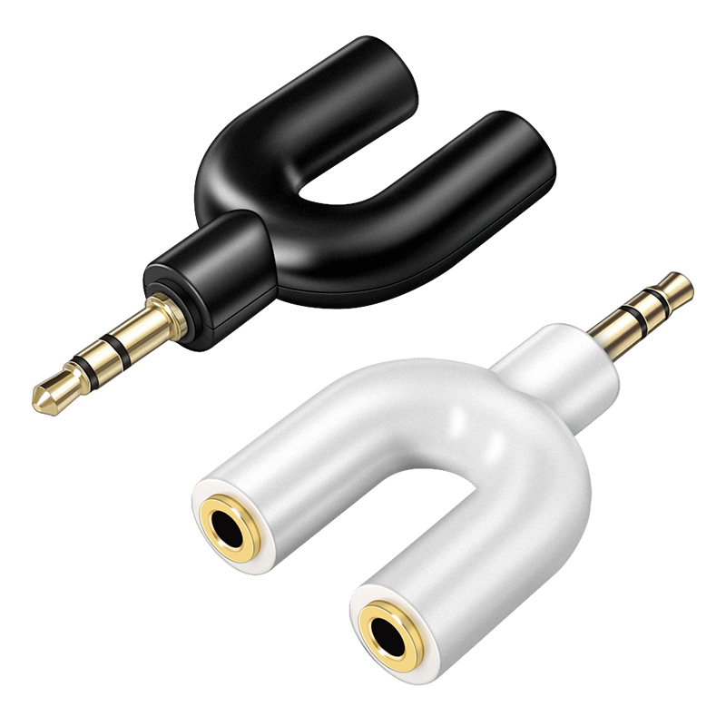 Headset splitter audio output line one-two computer conversion mobile phone 3.5mm couple plug-in sharing adapter