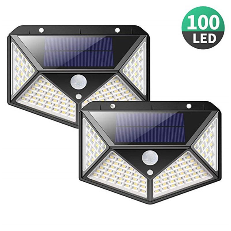 4 ウェイ 100LED 太陽光発電ボディ誘導ウォールランプ屋外防水階段道路ランプ 114|undefined