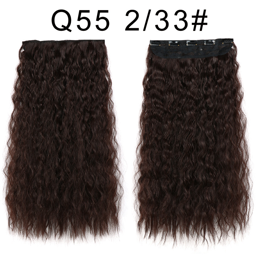 Xuchang cross-border one-piece wig water ripple corn hot wig piece Chemical Fiber One-piece clip hair extension wholesale