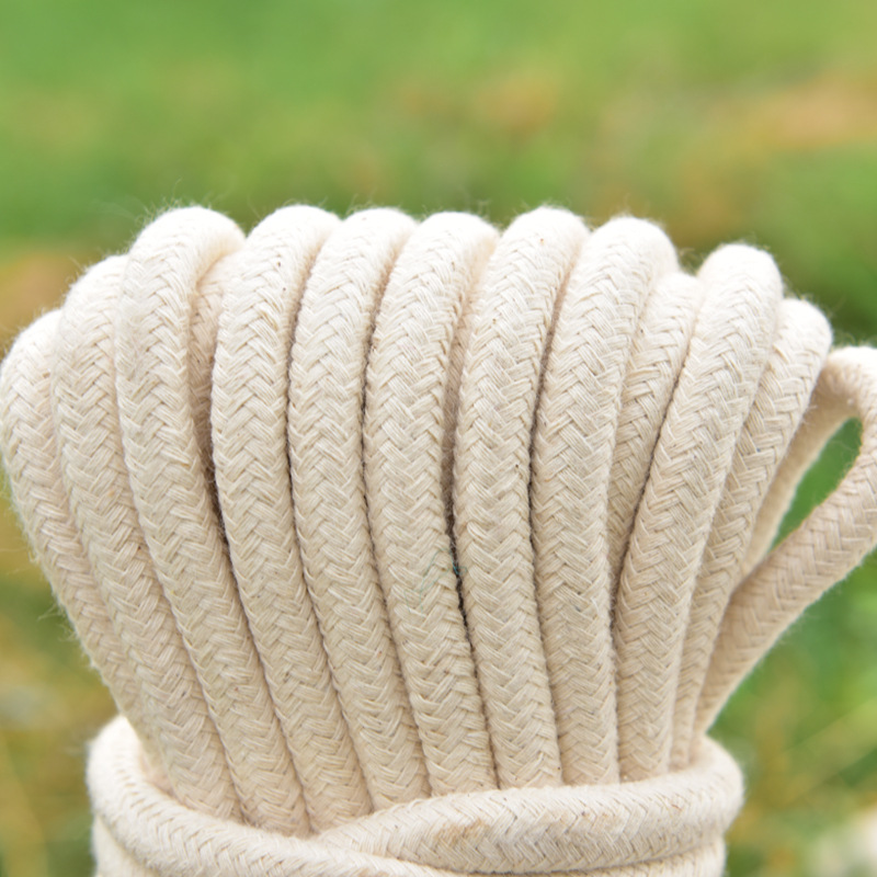 White hand-woven cotton cord self-absorbent cored rope braided rope binding rope flagpole tent drawstring supply