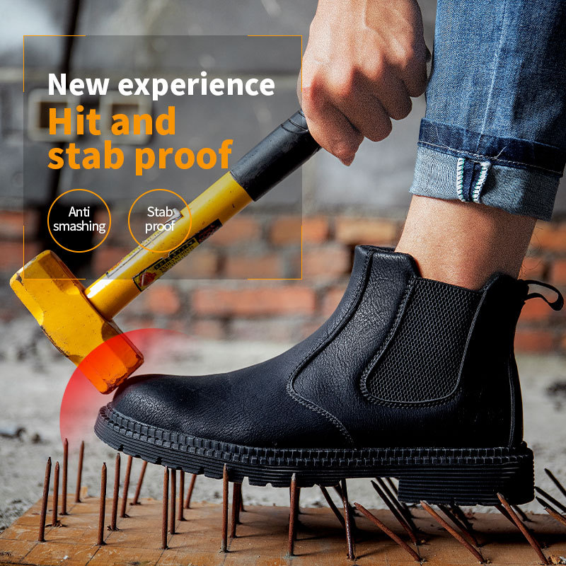 Cross-border new waterproof wear-resistant labor protection shoes men's large size wear-resistant puncture-resistant work boots anti-smashing protective shoes