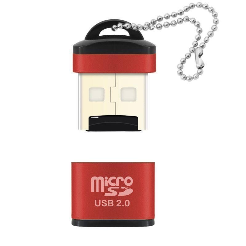 Keychain portable mini aluminum alloy card reader high speed microSD mobile phone TF memory card reader wholesale