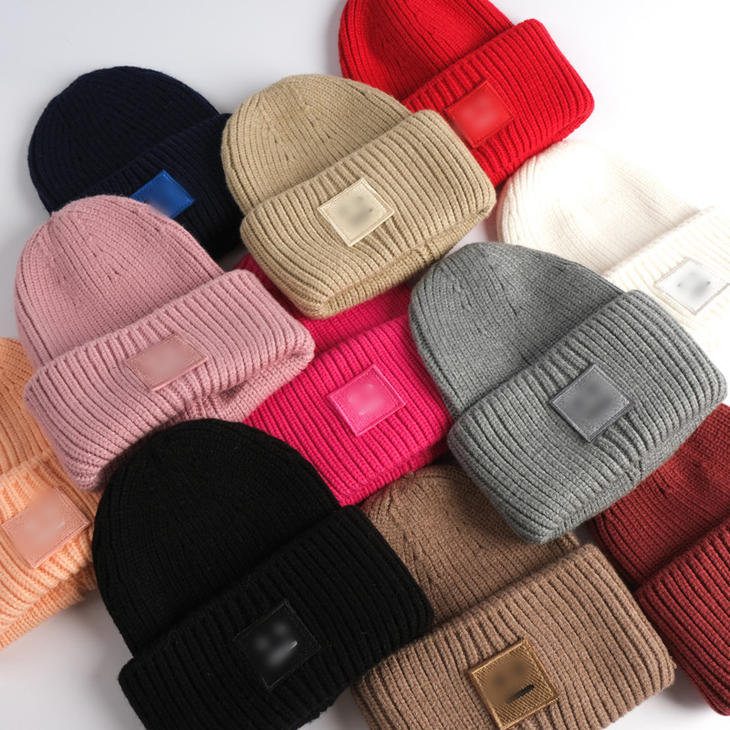180g wool square smiley face knitted hat women's autumn and winter warm thickened wool hat men's and women's couple's cold hat