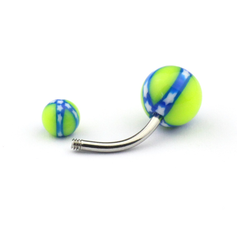 Cross-border Amazon wish acrylic belly button ring stainless steel soft Rod belly button nail Europe and the United States hot belly button