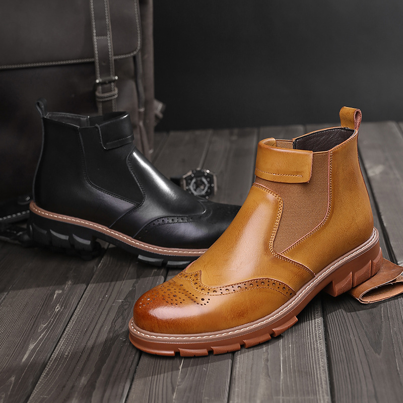Velvet Martin Boots Men's 2019 New Men's Casual Warm Cotton Boots Fashion Trend Chelsea Boots Genuine Leather Boots