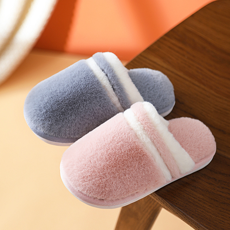  New Children's Cotton Slippers Winter Indoor Non-Slip Warm Home Soft Soled Plush Slippers for a Family of Three