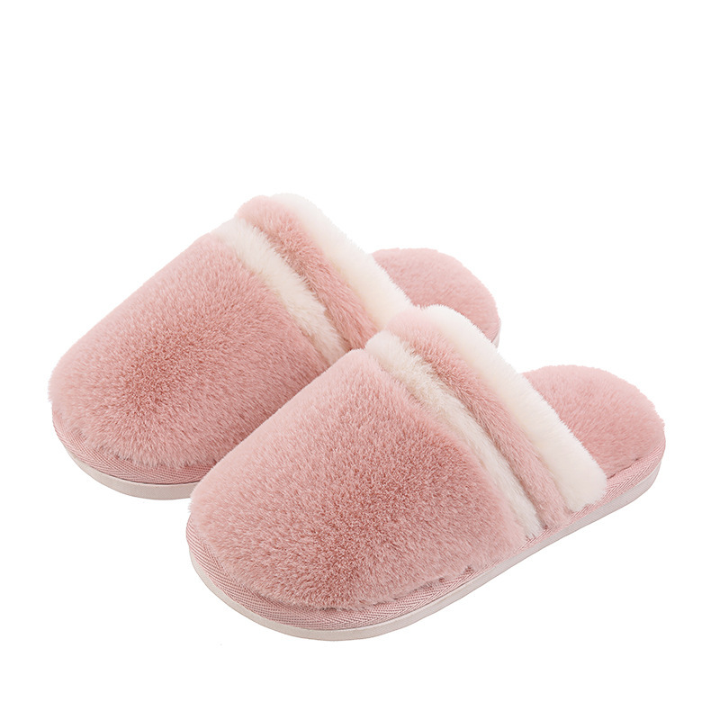  New Children's Cotton Slippers Winter Indoor Non-Slip Warm Home Soft Soled Plush Slippers for a Family of Three