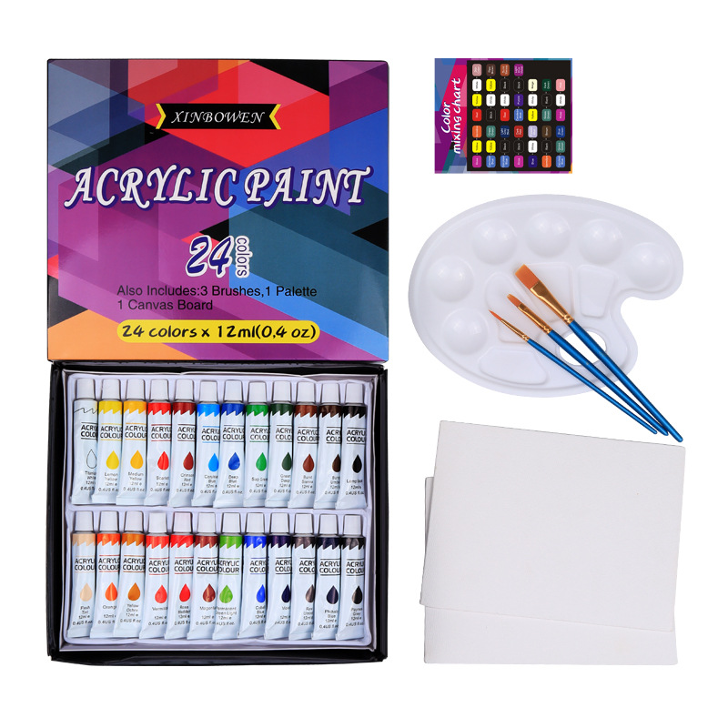 Amazon art brush 30 PCs set Children diy painting wall painting 24 color acrylic color palette brush