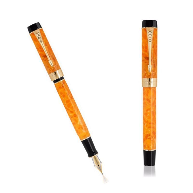 Jinhao 100 Century Tofu Pen Ivory Orange Yellow 18K Iridium Pen Rotary Pen Cap Spot Quick Hair