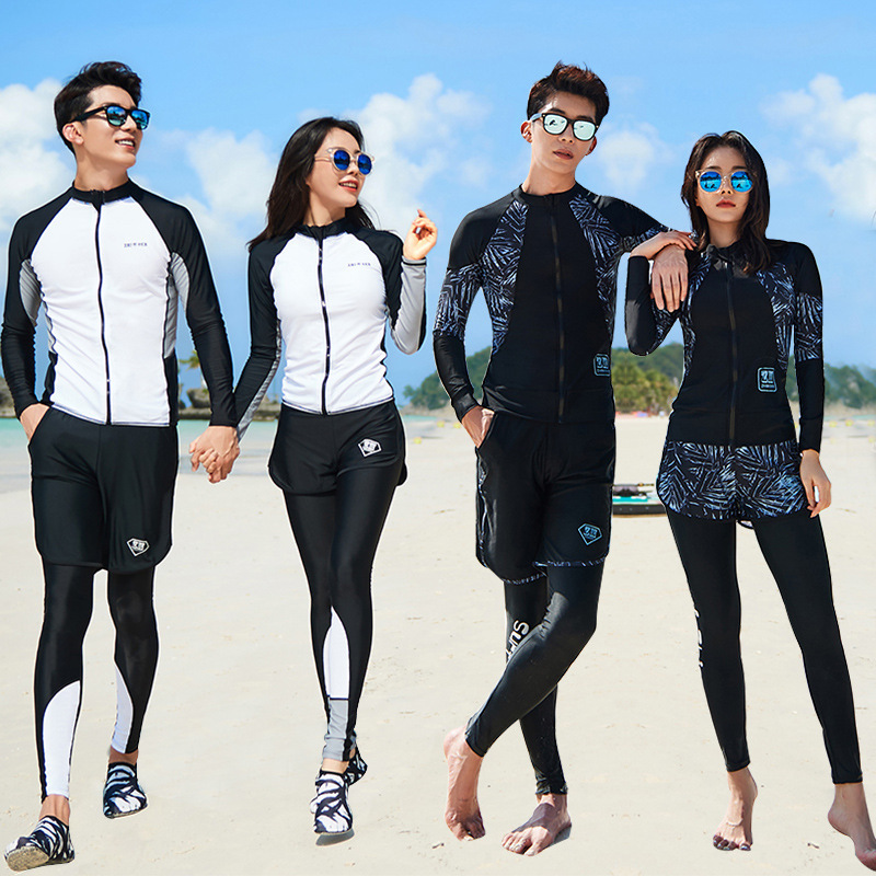 New Couple Zipper Diving Suit Split Long Sleeve Trousers Swimwear Sun-proof Quick-drying Jellyfish Suit for Men and Women Scuba Suit