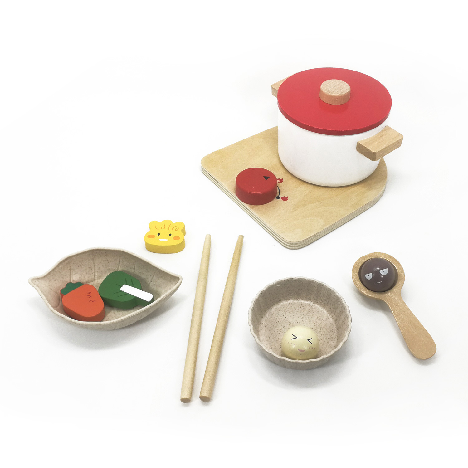 Wooden children play house kitchen toys suit wooden simulation tableware waffle toaster boys and girls