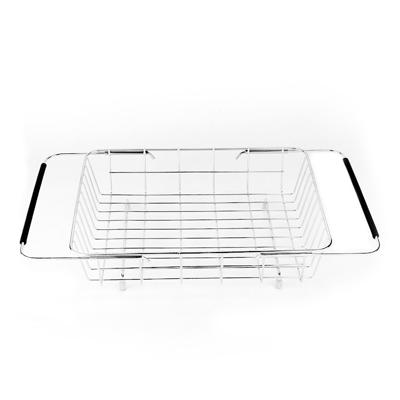 304 Stainless Steel Draining Basket Sink Kitchen Storage Rack Kitchen Storage Space-saving Installation-free Telescopic Basket