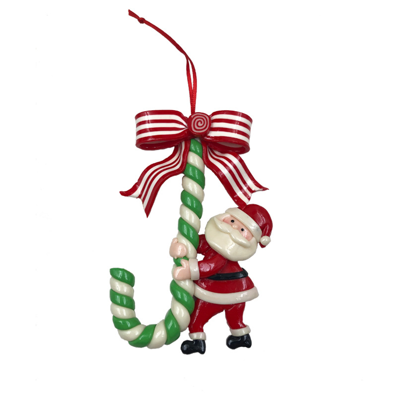 Christmas Supplies Soft Pottery Santa Claus Snowman Small Crutch Bread Soil Hanging Decoration Christmas Tree Decoration Supplies