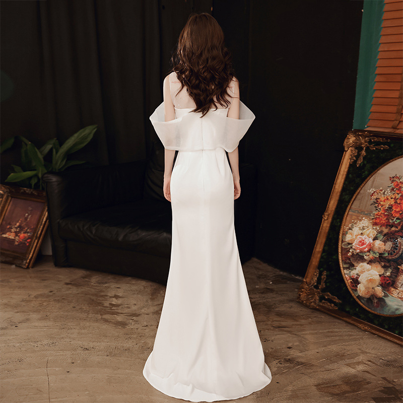Evening Dress Women's 2024 New Arrival Air Queen's Party White Birthday Dress Fishtail Long Celebrity Evening Dress