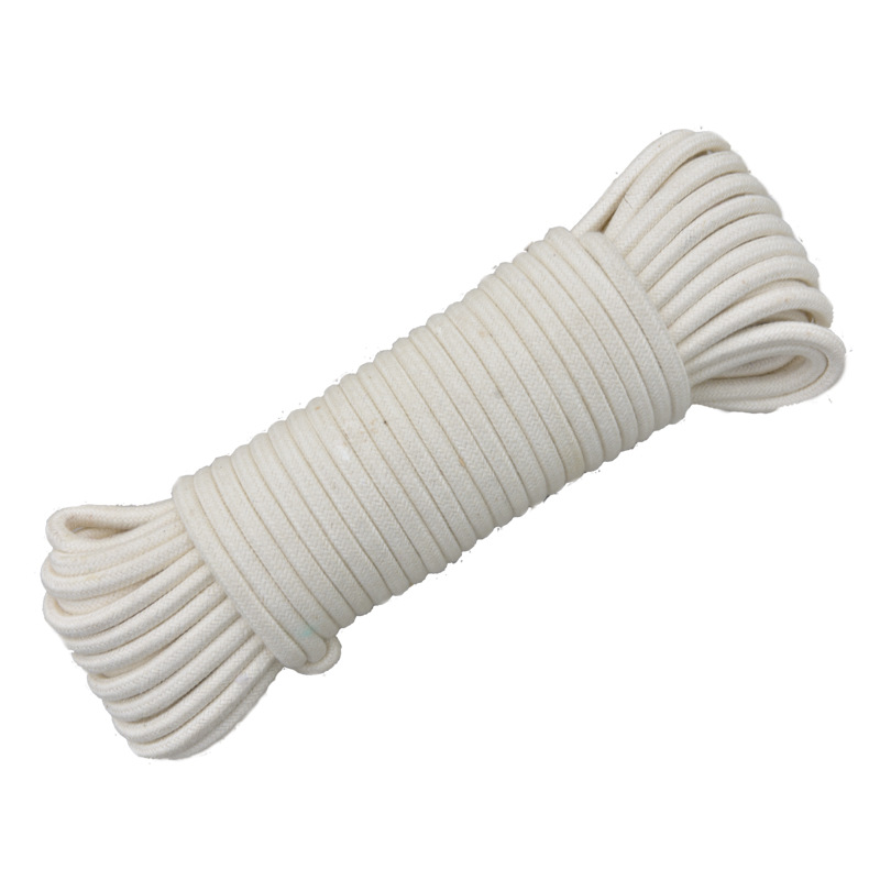 White hand-woven cotton cord self-absorbent cored rope braided rope binding rope flagpole tent drawstring supply