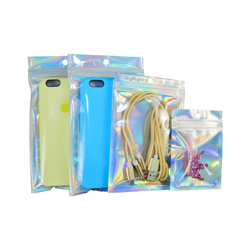 Colorful Laser Packaging Self-sealing Bag Necklace Earrings Jewelry Packaging Bag Mobile Phone Shell Yin and Yang Laser Bag