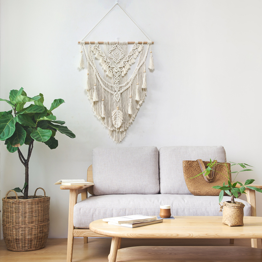 New Homestay Hotel Decorative Pendant Handmade Cotton Rope Woven Tapestry Simple Artistic Home Decorative Background Pendant