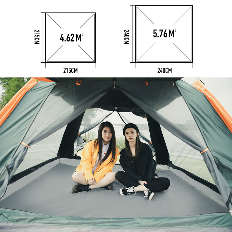 Outdoor Tent 3-4 People Beach Thickened Rainproof 2 People Camping Full-automatic Double Camping Quick Opening Four-sided Tent