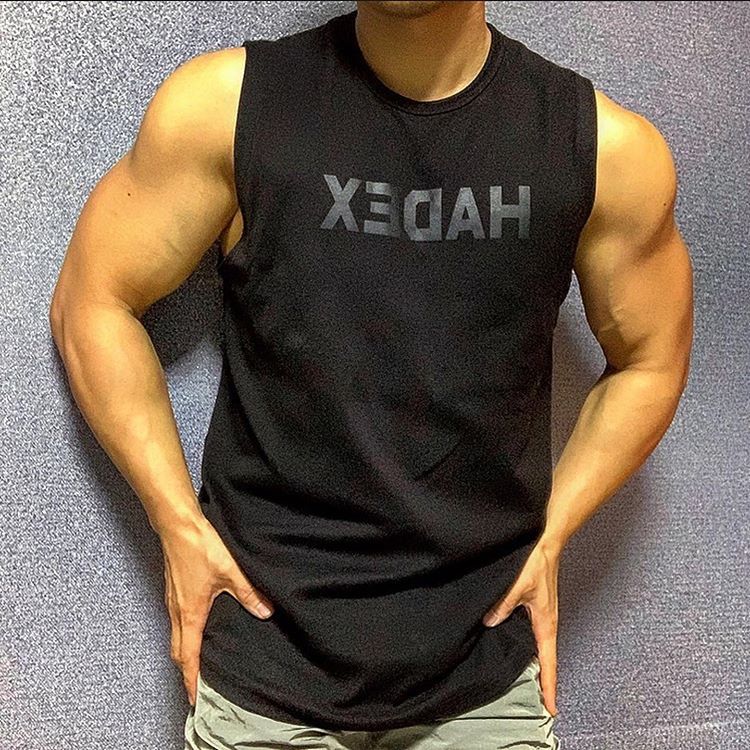 Han Feng Fitness Trendy Pure Cotton Waistcoat Sleeveless T-shirt Men's Muscle Men's Running Equipment Training Sports Clothes