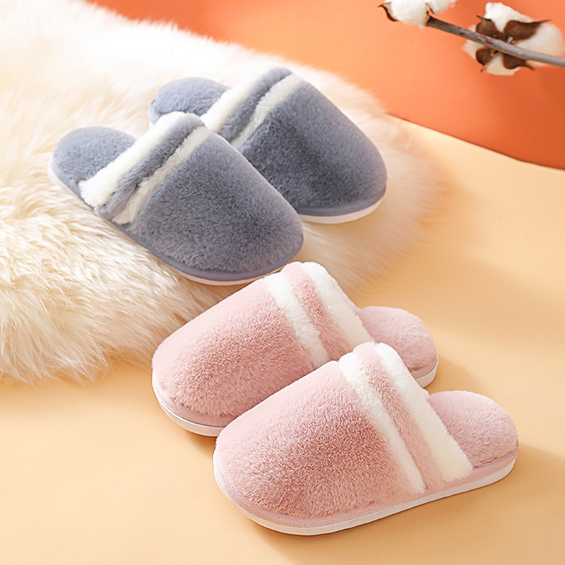  New Children's Cotton Slippers Winter Indoor Non-Slip Warm Home Soft Soled Plush Slippers for a Family of Three