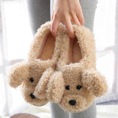 Winter Internet Popular Cute Dog Mao Mao Shoes New Warm Moon Shoes Indoor Couple Cotton Slippers for Women