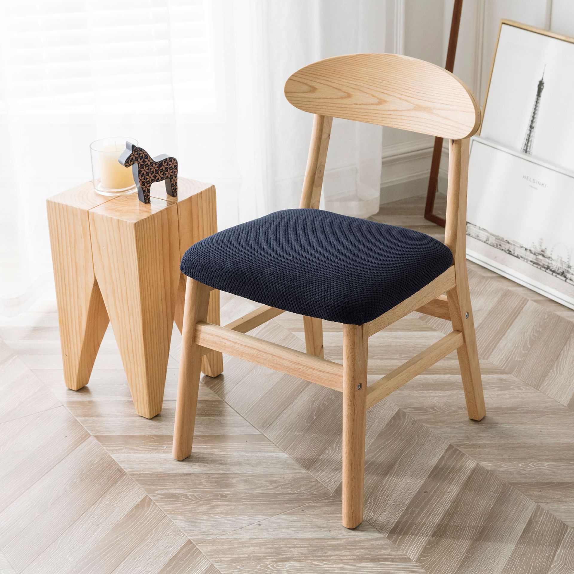 Small Polka Dot Stool Cover Chair Cushion Cover Dining Chair Stool Cover Seat Cover Elastic Chair Cover Dining Table and Chair Integrated Cover