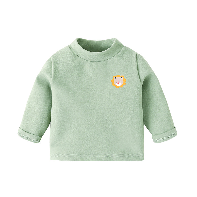 婴儿德高领绒打底衫长袖T恤0-3岁冬装男童加绒保暖小童女宝宝上衣