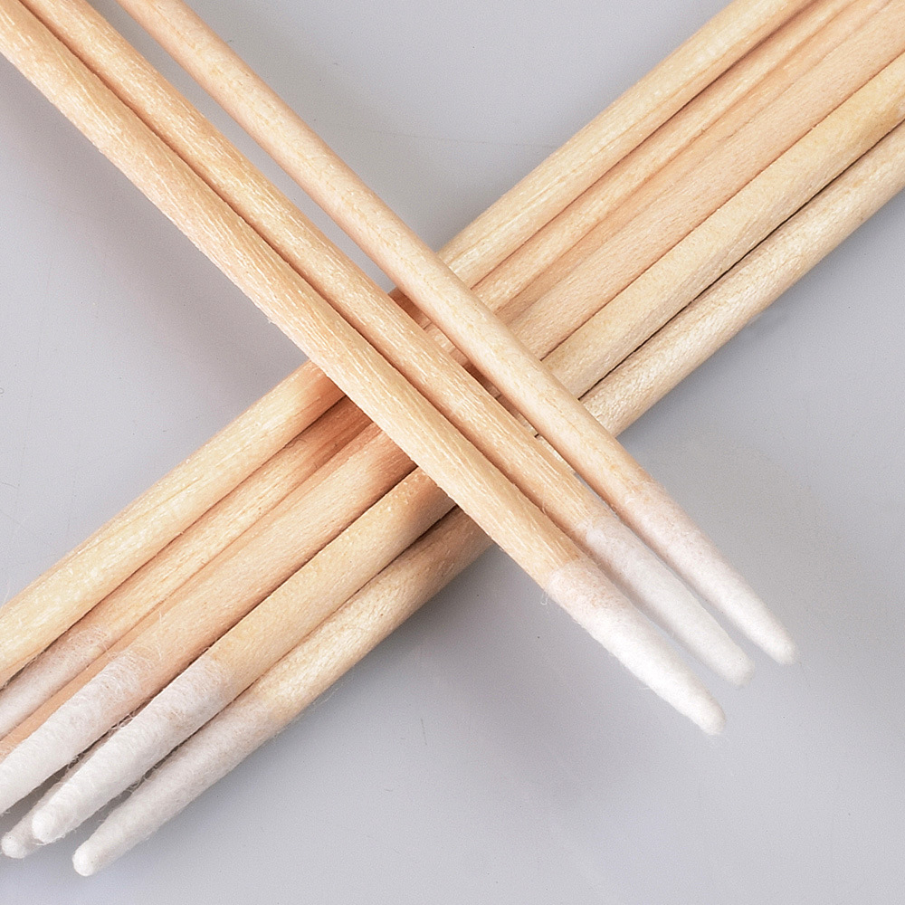 Tattoo Pointed Mouth 7cm Single Head Cotton Swab Tattoo Eyebrow Fog Eyebrow Floating Lips Disposable Wooden Small Cotton Swab Cosmetic Cotton Stick Kapok