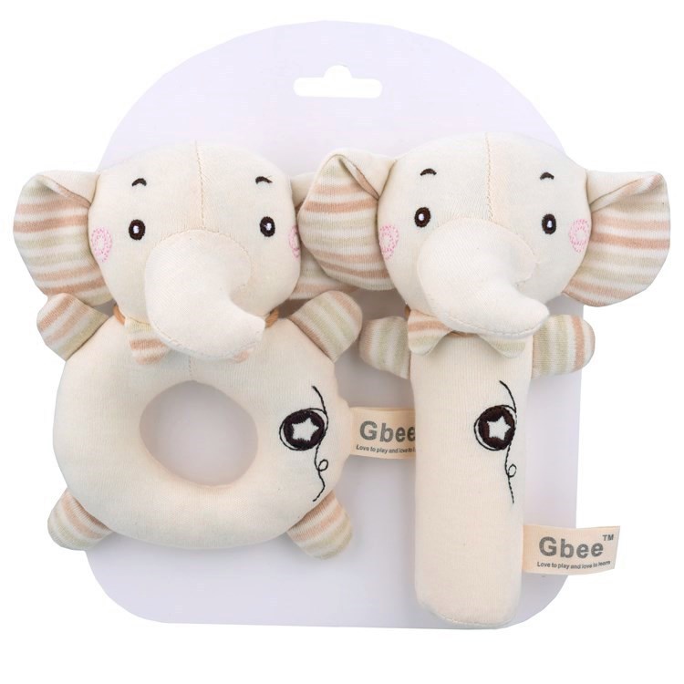 2023gbee new cotton hand bell stick baby round bell baby soothing toy rocker hand bell