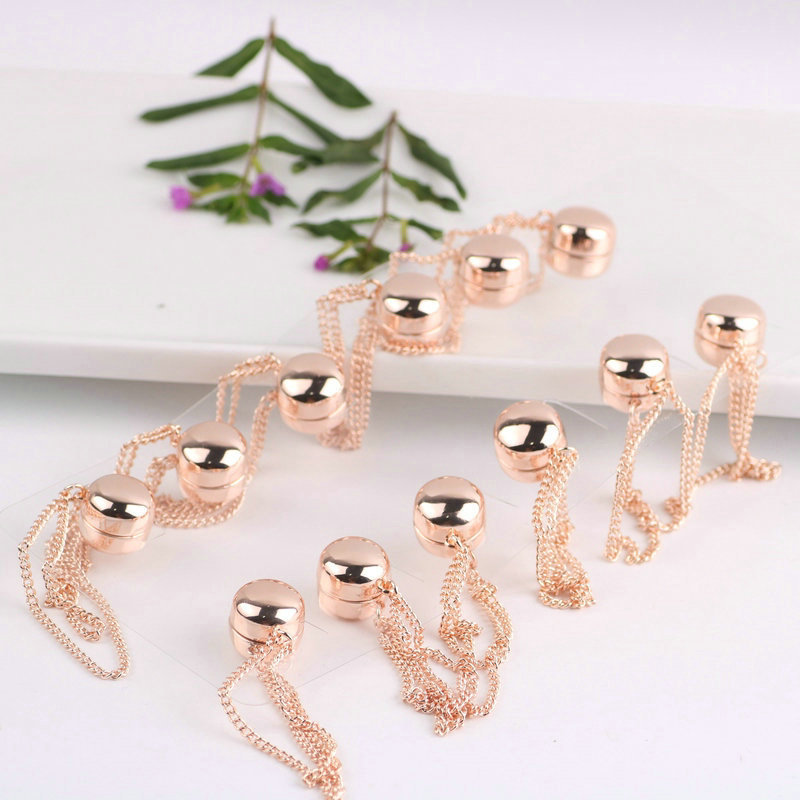 Cross-border Hot Sale Traceless Anti-walking Light-free Seam-free Leg Magnet Simple Strong Magnetic Brooch Silk Scarf Fixed Alloy Magnetic Buckle