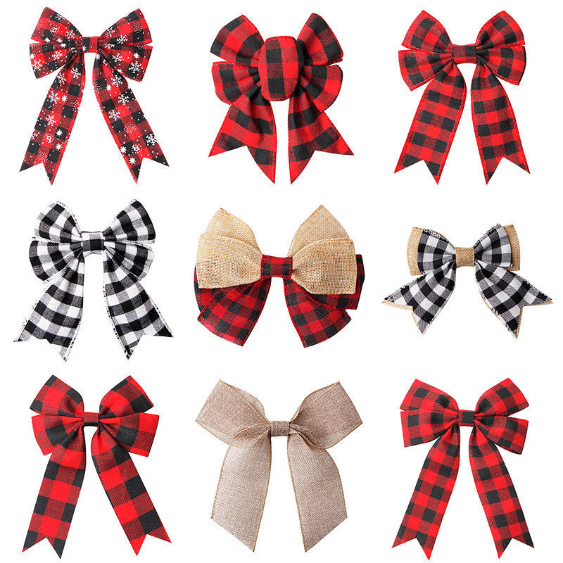 服装補助材料diy思蜜糸ribbon黒紅白模造麻格子帯手作りクリスマス蝶ネクタイ|undefined