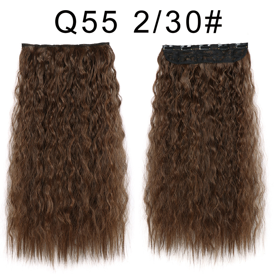 Xuchang cross-border one-piece wig water ripple corn hot wig piece Chemical Fiber One-piece clip hair extension wholesale