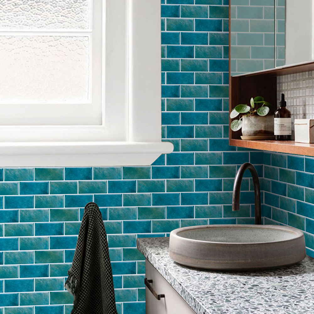 AMJ kitchen stickers waterproof and oil-proof high temperature resistant self-adhesive American style imitation tile wallpaper PVC sheet strip sticker