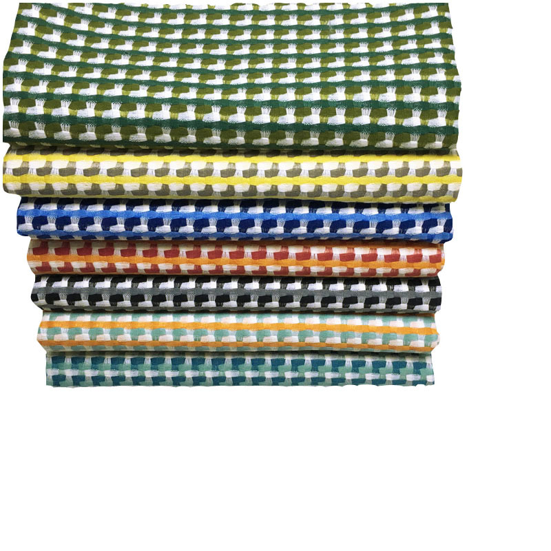 Yarn-dyed fine jacquard fabric bag houndstooth cotton and linen vintage striped cotton and linen plaid polyester cotton fabric for sofa