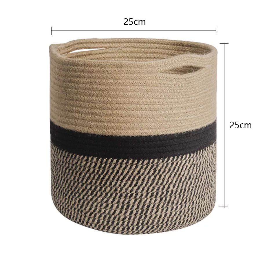 Cotton Rope Dirty Clothes Basket Woven Basket Flower Pot Basket Straw Round Storage Basket Home Decoration Dirty Clothes Basket Storage Basket