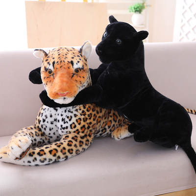 Cross-border simulation leopard doll plush toy zoo black leopard doll children's comfort pillow cloth doll