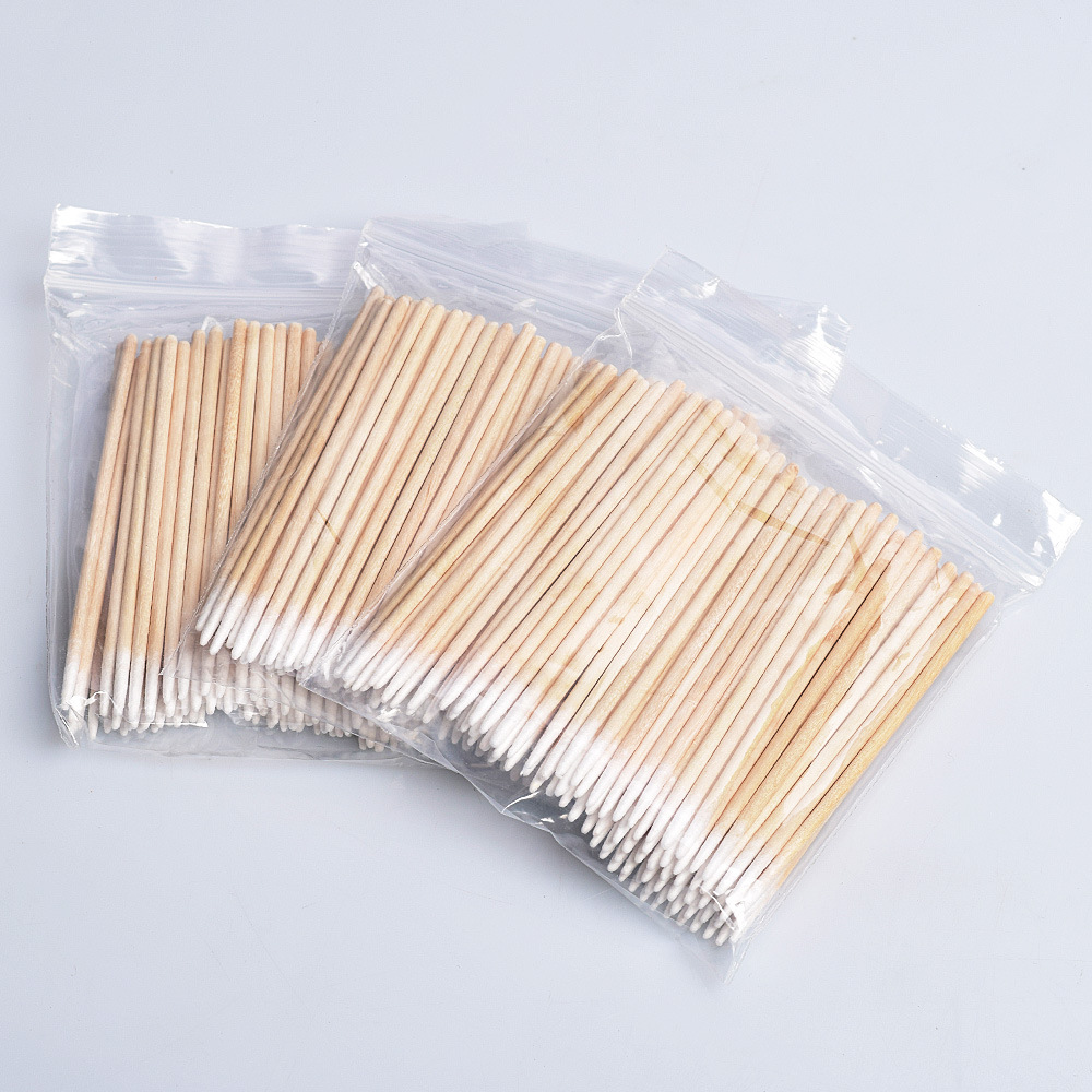 Tattoo Pointed Mouth 7cm Single Head Cotton Swab Tattoo Eyebrow Fog Eyebrow Floating Lips Disposable Wooden Small Cotton Swab Cosmetic Cotton Stick Kapok