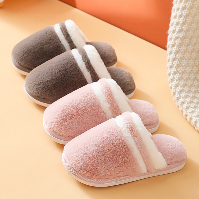  New Children's Cotton Slippers Winter Indoor Non-Slip Warm Home Soft Soled Plush Slippers for a Family of Three