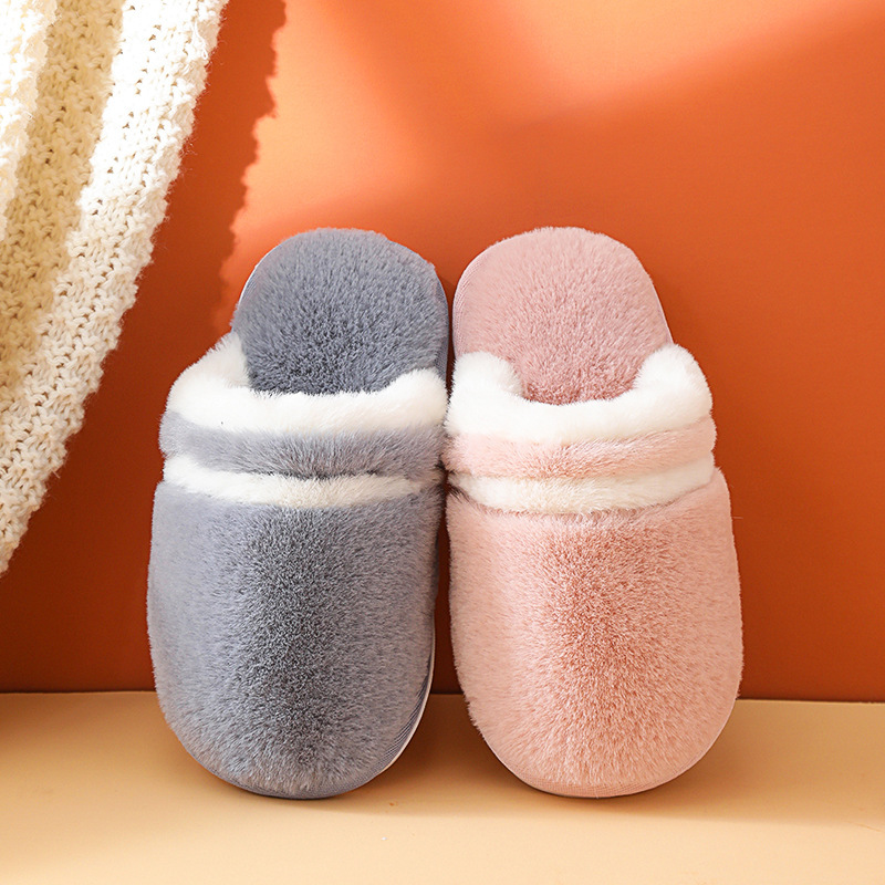  New Children's Cotton Slippers Winter Indoor Non-Slip Warm Home Soft Soled Plush Slippers for a Family of Three