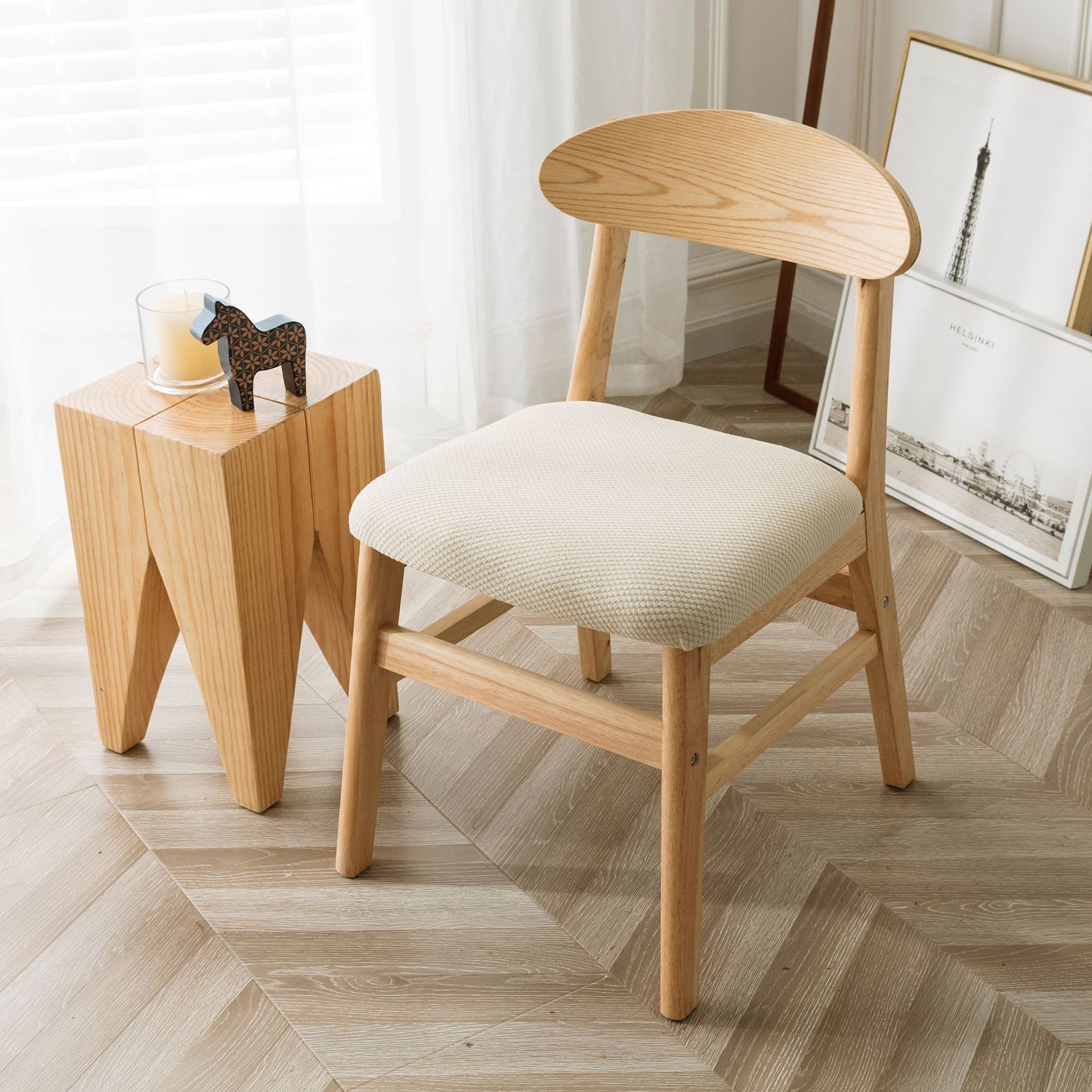 Small Polka Dot Stool Cover Chair Cushion Cover Dining Chair Stool Cover Seat Cover Elastic Chair Cover Dining Table and Chair Integrated Cover