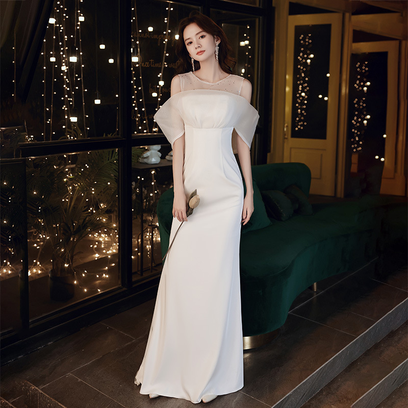 Evening Dress Women's 2024 New Arrival Air Queen's Party White Birthday Dress Fishtail Long Celebrity Evening Dress