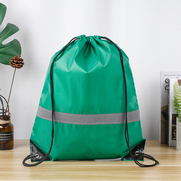210D polyester reflective strip drawstring drawstring bag night running sports drawstring bag outdoor travel drawstring storage bag