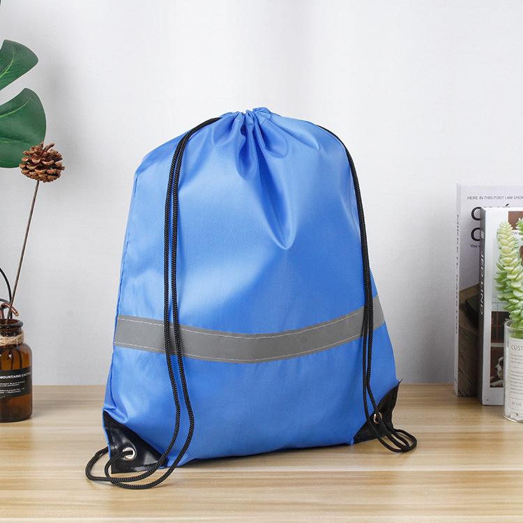 210D polyester reflective strip drawstring drawstring bag night running sports drawstring bag outdoor travel drawstring storage bag