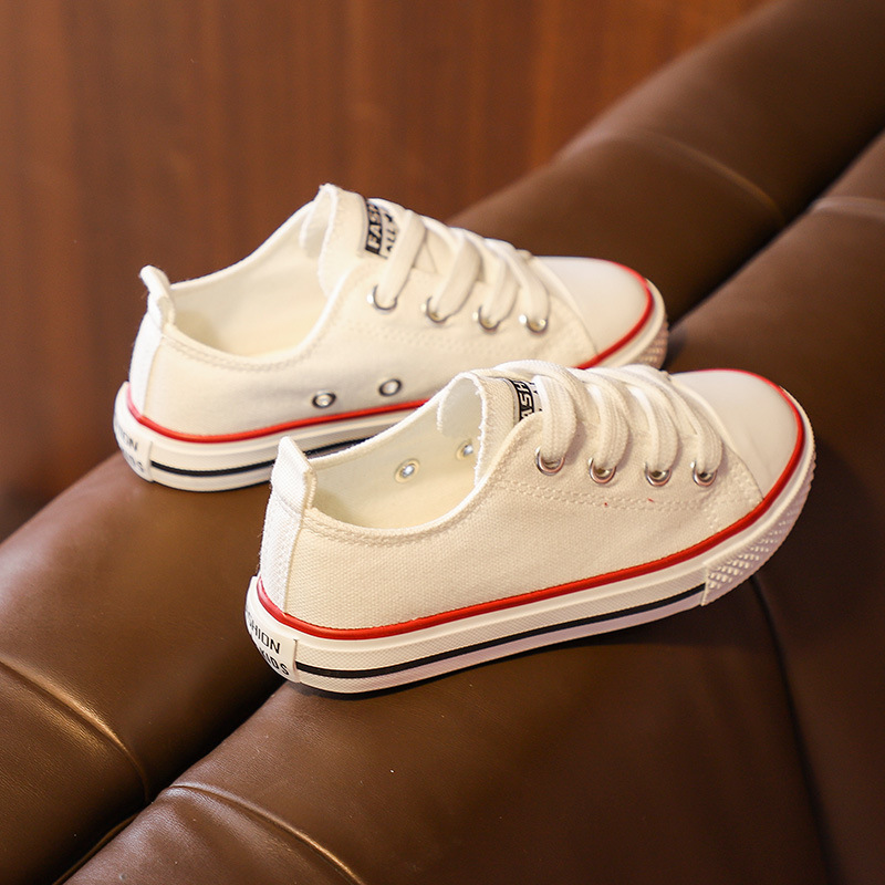 Children's Canvas Shoes 2023 Spring and Autumn Korean-style Low-top Board Shoes Boys and Girls Shoes Baby White Shoes Casual Cloth Shoes