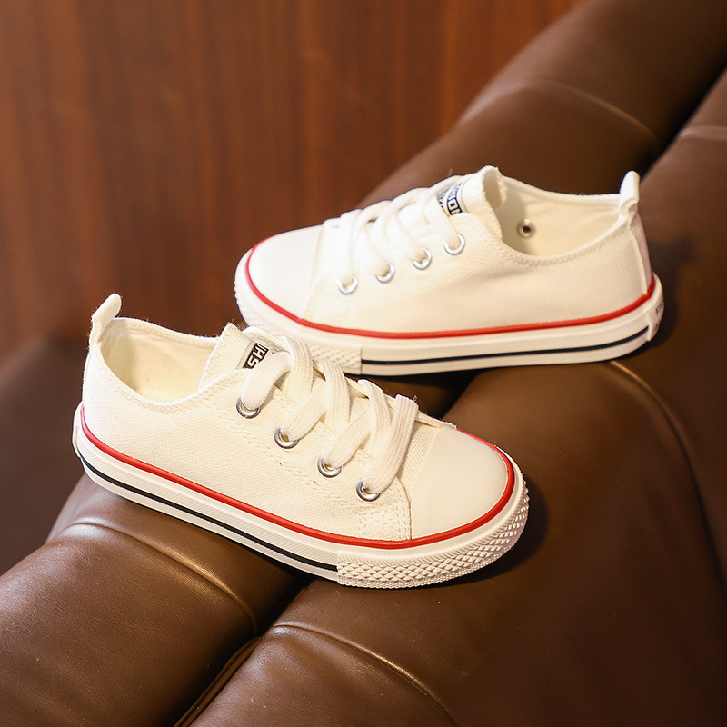 Children's Canvas Shoes 2023 Spring and Autumn Korean-style Low-top Board Shoes Boys and Girls Shoes Baby White Shoes Casual Cloth Shoes