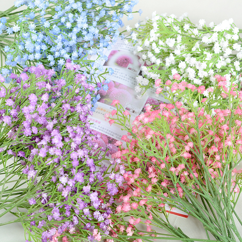 満天の星の花嫁の結婚祝いの装飾の手の花の束のプラスチックの柔らかいゴムの手触りの3叉の満天の星のシミュレーションの花|undefined