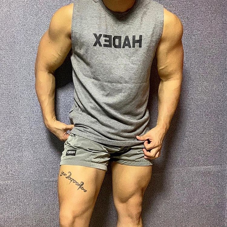 Han Feng Fitness Trendy Pure Cotton Waistcoat Sleeveless T-shirt Men's Muscle Men's Running Equipment Training Sports Clothes