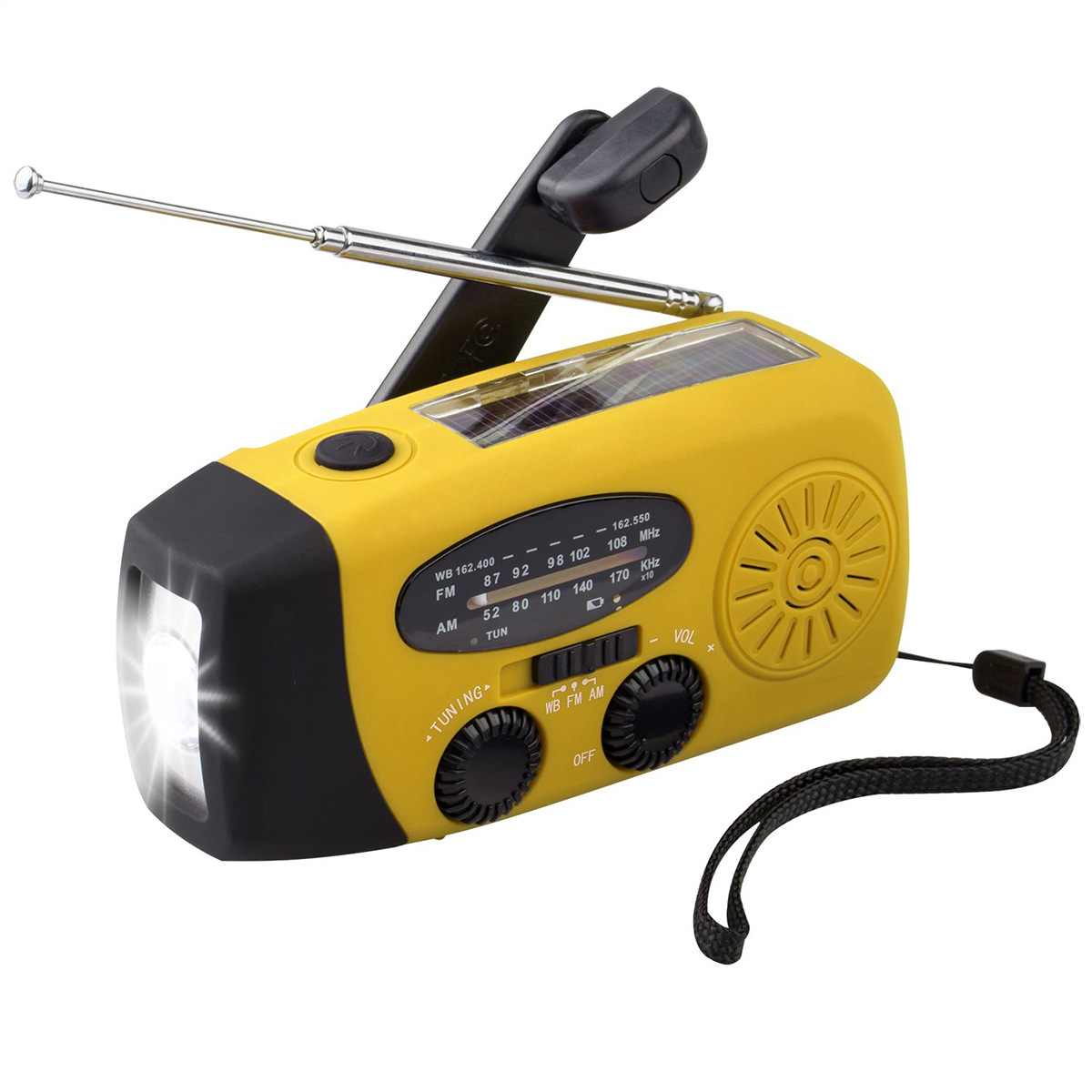 Factory direct wholesale disaster prevention solar hand-cranked emergency radio flashlight mobile phone rechargeable cross-border hot sale