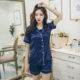 Women's Pajamas Two-Piece Silk Large Size Short-Sleeved Shorts Summer Ice Silk Home Clothes Fat Cross-Border Amazon